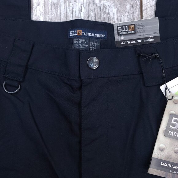 5.11 Tactical Pants Mens 42x30 Navy Taclite Ripstop Jean Cut Mid Rise Straight - Picture 6 of 9